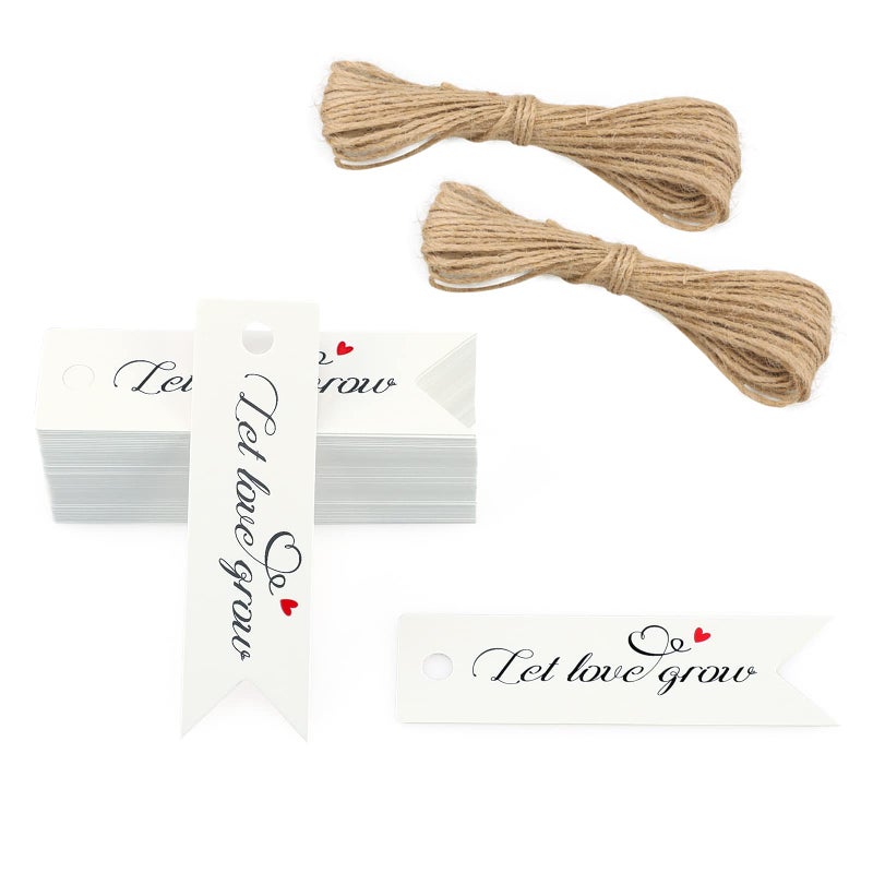 G2PLUS 100 Pcs Wedding Favor Tags - Let Love Grow Gift Tags with String for Valentie's, Wedding, Annivery Party Favors - Image 1